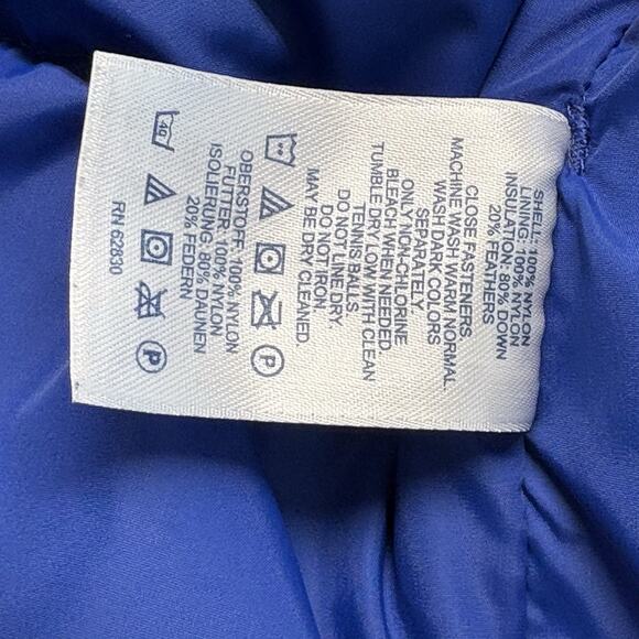 Lands End Quilted Snap Front Goose Down Puffer Vest Size S (2) Blue & Purple - Picture 11 of 14